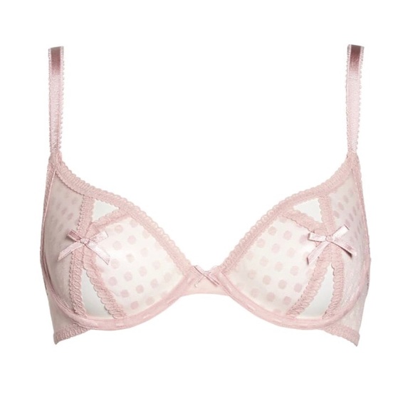 Sam Edelman Rose Pink Mesh Dot Peek A Boo Bra 34 C - Picture 5 of 7